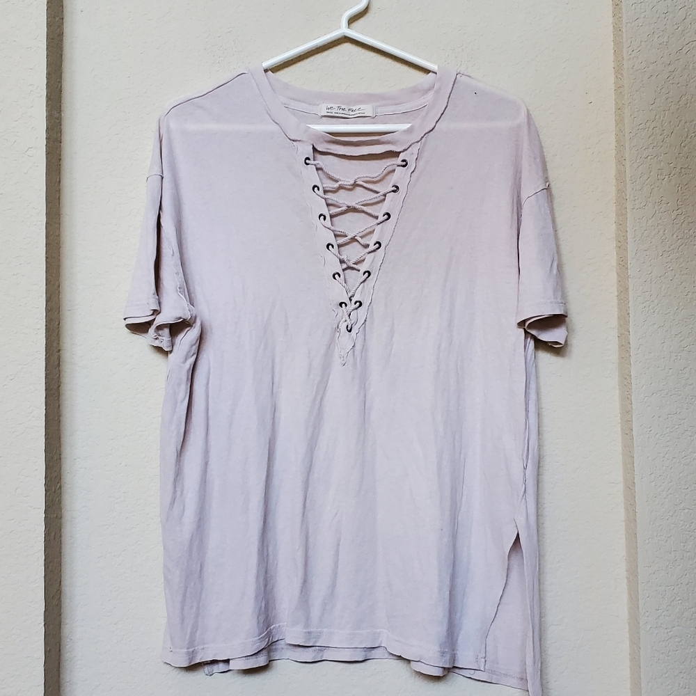 We The Free Lace-Up Short Sleeve Tee. Size Small